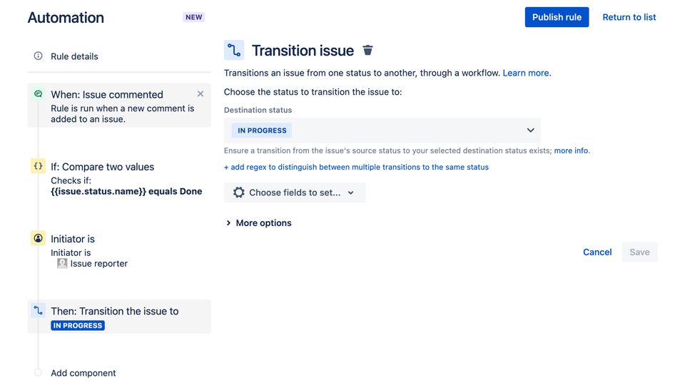 An image displaying Transition Issues in Jira Service Management.